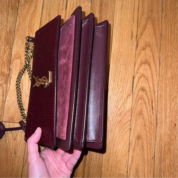 SAINT LAURENT YSL SUNSET CROSSBODY BAG ON CHAIN BURGUNDY - Picture 10 of 16